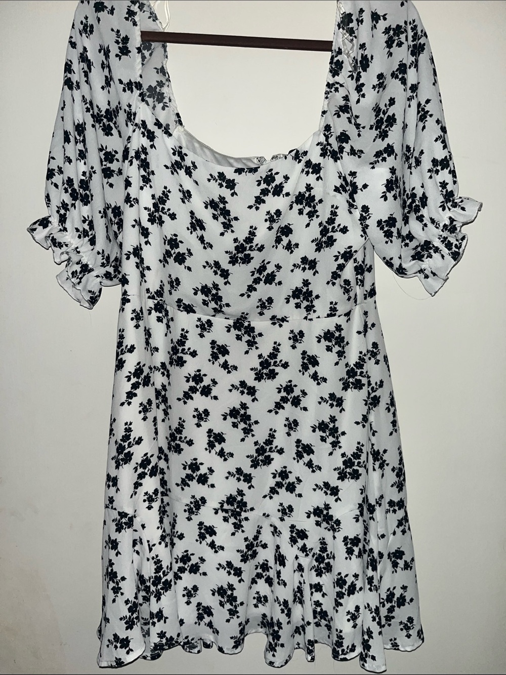 Trixxi Black Floral Print on White Mini Dress